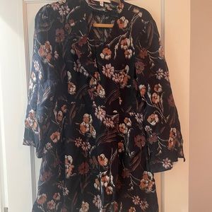 A line floral shirt dress